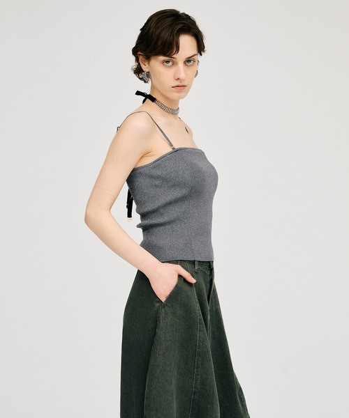 PRANK PROJECT（プランクプロジェクト）の「【2026Summer Pre-Order】カップインニットキャミ / Cup-In Knit Cami（キャミソール・レディース・ホワイト/ブラウン/グレー/ブラック・FREE）」の14枚目の写真