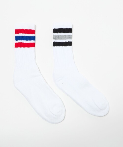 Railroad Sock(レイルロードソック)の「<THE RAILROAD SOCK>ラインソックス 2Pセット(ソックス/靴下・レディース・ライトブルー/レッド・FREE)」の2枚目の写真