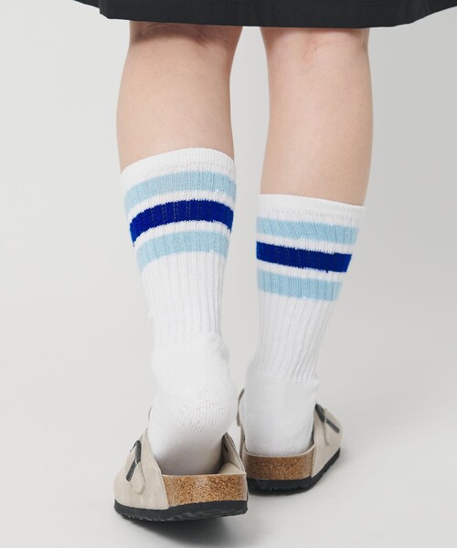Railroad Sock(レイルロードソック)の「<THE RAILROAD SOCK>ラインソックス 2Pセット(ソックス/靴下・レディース・ライトブルー/レッド・FREE)」の3枚目の写真