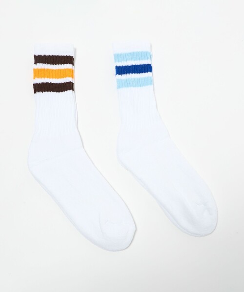 Railroad Sock(レイルロードソック)の「<THE RAILROAD SOCK>ラインソックス 2Pセット(ソックス/靴下・レディース・ライトブルー/レッド・FREE)」の4枚目の写真