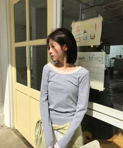 LETTER FROM MOON(レターフロムムーン)の「レターズシースルーストライプシャツ(オリーブ)(シャツ/ブラウス・レディース・その他・FREE)」の3枚目の写真