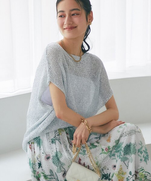 ラメ天竺針抜きフレンチニット ピンク ラブティックボンボン La boutique BonBon（ラブティックボンボン）の「【復刻・新色登場