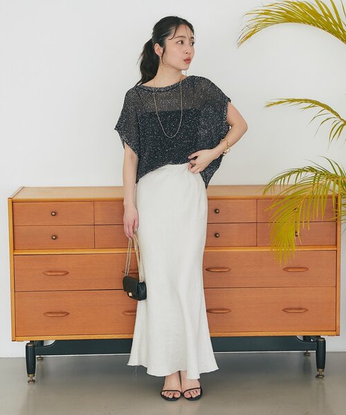 La boutique BonBon(ラブティックボンボン)の「【再予約決定!】ラメ天竺針抜きフレンチニット(ニット/セーター・レディース・チャコールグレー/ピンク/サックスブルー/シルバー・FREE)」の20枚目の写真