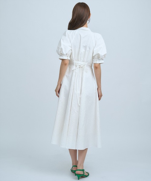AND COUTURE（アンドクチュール）の「ボリュームスリーブストライプワンピース（ワンピース・レディース・ホワイト/サックスブルー/ブルー・FREE）」の14枚目の写真