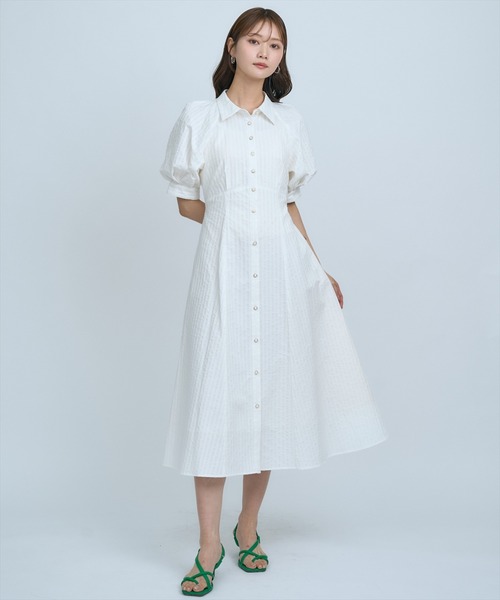 AND COUTURE（アンドクチュール）の「ボリュームスリーブストライプワンピース（ワンピース・レディース・ホワイト/サックスブルー/ブルー・FREE）」の12枚目の写真