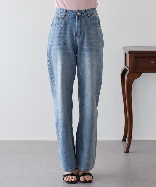 BLUEEAST(ブルーイースト)の「ローズ刺繍デニムパンツ(デニムパンツ・レディース・ブルー・LARGE/MEDIUM/SMALL)」の14枚目の写真