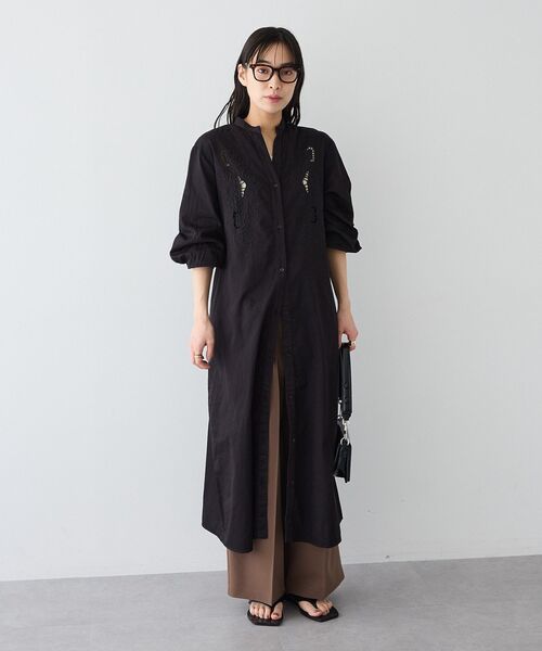 CRAFT STANDARD BOUTIQUE（クラフトスタンダードブティック）の「【インド製】カットワークシシュウワンピース（ワンピース・レディース・ブラック/ナチュラル・FREE）」の10枚目の写真
