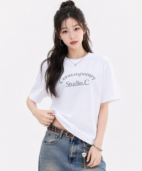 CHASECULT(チェイスカルト)の「共用レタリング半袖Tシャツ-FBZU5802C01(Tシャツ/カットソー・メンズ・ホワイト・90/95/100/105/110)」の2枚目の写真
