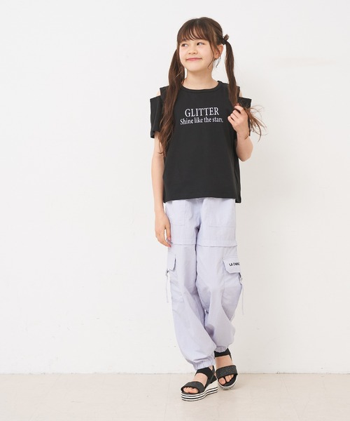 coca（coca）（コカ）の「キッズ　ライトワッシャーナイロンカーゴパンツ（カーゴパンツ・キッズ・ブラック/ラベンダー・150/120/130/140）」の3枚目の写真