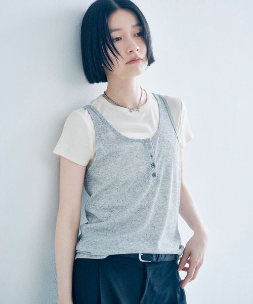 Obis&(オビスアンド)の「【2枚セット】マルチway ヘンリーリブタンク&ベーシックタンク(タンクトップ・レディース・ホワイト×ライトグレー/グレー系その他・FREE)」の7枚目の写真