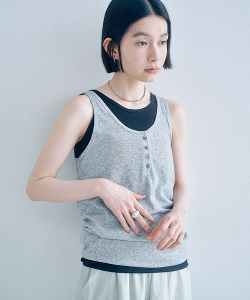 Obis&(オビスアンド)の「【2枚セット】マルチway ヘンリーリブタンク&ベーシックタンク(タンクトップ・レディース・ホワイト×ライトグレー/グレー系その他・FREE)」の22枚目の写真