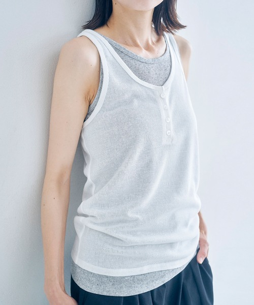 Obis&(オビスアンド)の「【2枚セット】マルチway ヘンリーリブタンク&ベーシックタンク(タンクトップ・レディース・ホワイト×ライトグレー/グレー系その他・FREE)」の9枚目の写真