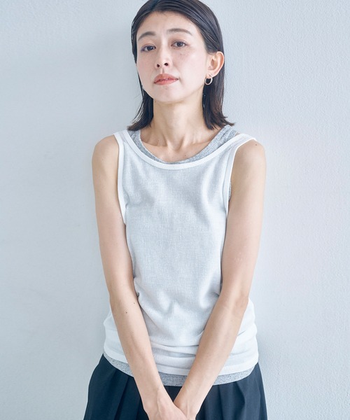 Obis&(オビスアンド)の「【2枚セット】マルチway ヘンリーリブタンク&ベーシックタンク(タンクトップ・レディース・ホワイト×ライトグレー/グレー系その他・FREE)」の11枚目の写真