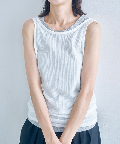 Obis&(オビスアンド)の「【2枚セット】マルチway ヘンリーリブタンク&ベーシックタンク(タンクトップ・レディース・ホワイト×ライトグレー/グレー系その他・FREE)」の12枚目の写真