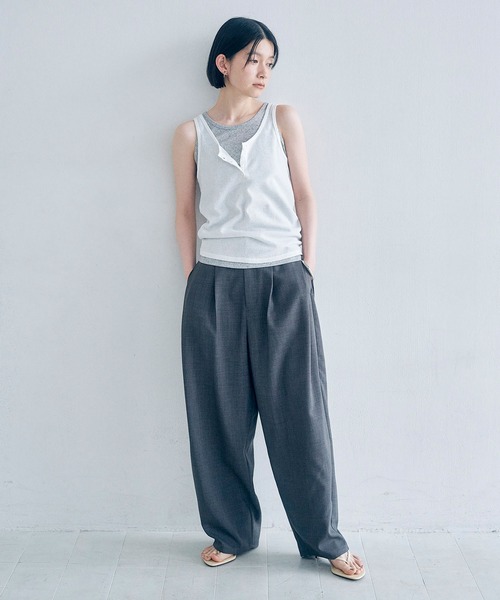 Obis&(オビスアンド)の「【2枚セット】マルチway ヘンリーリブタンク&ベーシックタンク(タンクトップ・レディース・ホワイト×ライトグレー/グレー系その他・FREE)」の16枚目の写真