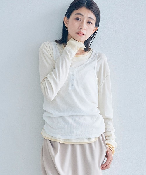 Obis&(オビスアンド)の「【2枚セット】マルチway ヘンリーリブタンク&ベーシックタンク(タンクトップ・レディース・ホワイト×ライトグレー/グレー系その他・FREE)」の14枚目の写真