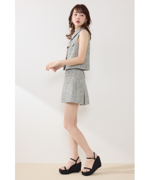 rienda(リエンダ)の「【AKB48着用】ベルト付きアシンメトリーツイードスカート 春服 夏服(スカート・レディース・ブルー/ブラック/アイボリー・MEDIUM/SMALL/X-SMALL)」の5枚目の写真