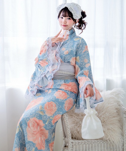 CELEN（セレン）の「【浴衣小物】レース巾着バッグ（和装小物・レディース・ブラック/ホワイト/ピンク/ベージュ・FREE）」の7枚目の写真