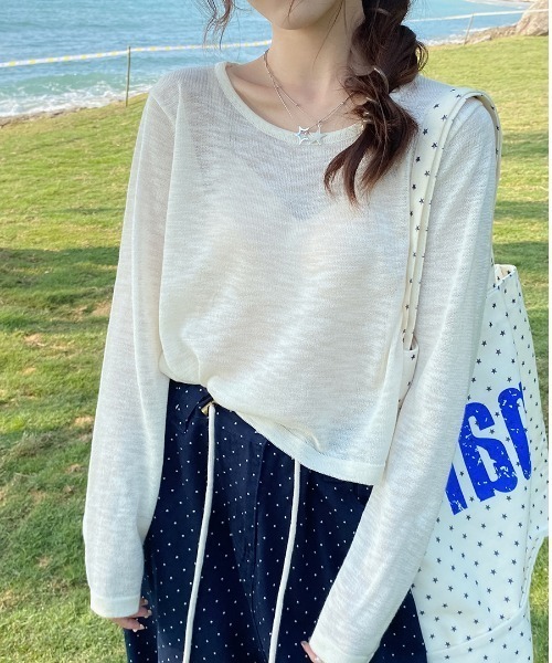 LUCPY（ラクピー）の「シアールーズロングスリーブトップス（その他トップス・レディース・グリーン/ホワイト・XX-LARGE/X-LARGE/LARGE/MEDIUM）」の3枚目の写真