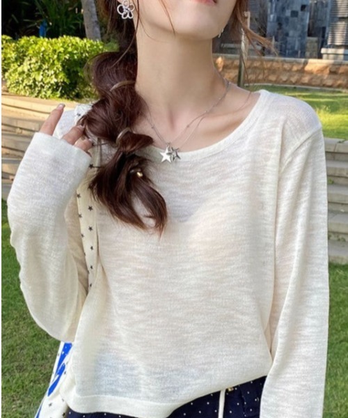 LUCPY（ラクピー）の「シアールーズロングスリーブトップス（その他トップス・レディース・グリーン/ホワイト・XX-LARGE/X-LARGE/LARGE/MEDIUM）」の6枚目の写真