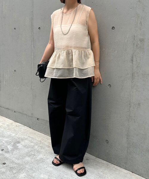Omekashi（オメカシ）の「オーガンジーペプラムブラウス（シャツ/ブラウス・レディース・モカ/ブラック/ブルー/アイボリー・FREE）」の13枚目の写真