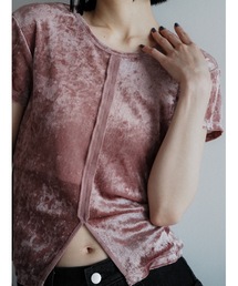 【JAPAN MADE】slit mesh velour tops
