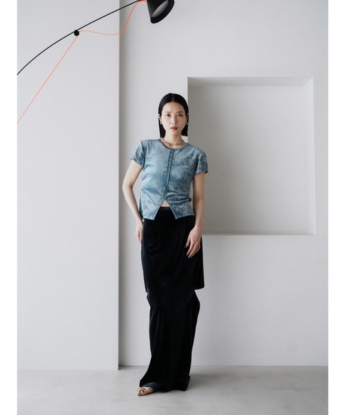 Katrin TOKYO(カトリーントーキョー)の「【JAPAN MADE】slit mesh velour tops(Tシャツ/カットソー・レディース・ホワイト/ブルー/ローズ・FREE/XS)」の4枚目の写真