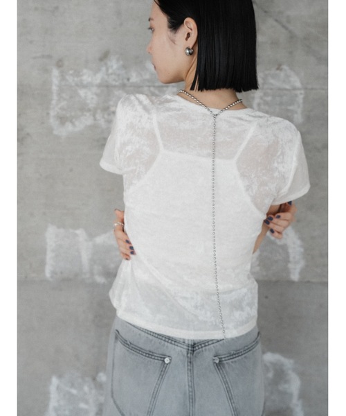 Katrin TOKYO(カトリーントーキョー)の「【JAPAN MADE】slit mesh velour tops(Tシャツ/カットソー・レディース・ホワイト/ブルー/ローズ・FREE/XS)」の21枚目の写真