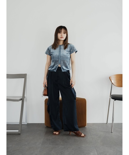 Katrin TOKYO(カトリーントーキョー)の「【JAPAN MADE】slit mesh velour tops(Tシャツ/カットソー・レディース・ホワイト/ブルー/ローズ・FREE/XS)」の8枚目の写真