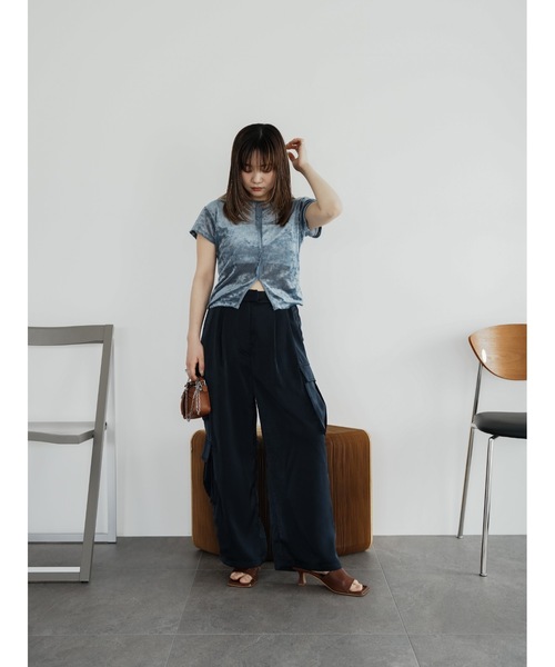 Katrin TOKYO(カトリーントーキョー)の「【JAPAN MADE】slit mesh velour tops(Tシャツ/カットソー・レディース・ホワイト/ブルー/ローズ・FREE/XS)」の9枚目の写真