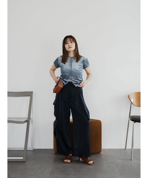Katrin TOKYO(カトリーントーキョー)の「【JAPAN MADE】slit mesh velour tops(Tシャツ/カットソー・レディース・ホワイト/ブルー/ローズ・FREE/XS)」の13枚目の写真