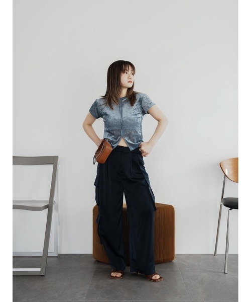 Katrin TOKYO(カトリーントーキョー)の「【JAPAN MADE】slit mesh velour tops(Tシャツ/カットソー・レディース・ホワイト/ブルー/ローズ・FREE/XS)」の14枚目の写真