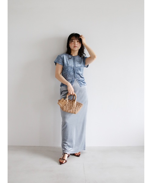 Katrin TOKYO(カトリーントーキョー)の「【JAPAN MADE】slit mesh velour tops(Tシャツ/カットソー・レディース・ホワイト/ブルー/ローズ・FREE/XS)」の17枚目の写真