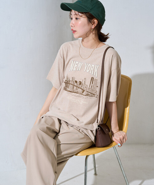 FREAK'S STORE(フリークスストア)の「限定展開 ビンテージライク NEWYORK 半袖Tシャツ(Tシャツ/カットソー・レディース・ベージュ/グレー/ブラック/ネイビー/ナチュラル・フリ-)」の13枚目の写真