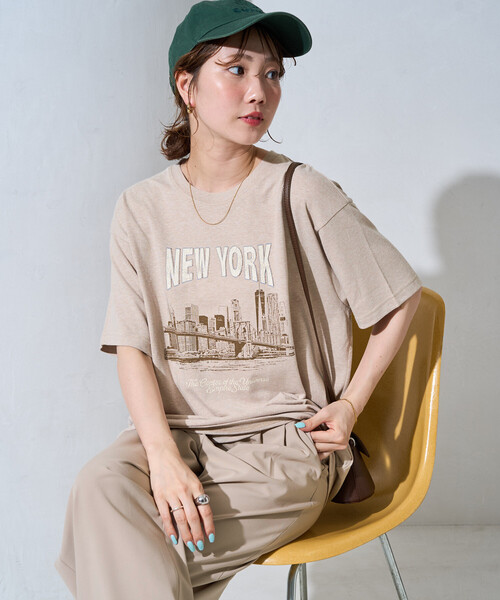 FREAK'S STORE(フリークスストア)の「限定展開 ビンテージライク NEWYORK 半袖Tシャツ(Tシャツ/カットソー・レディース・ベージュ/グレー/ブラック/ネイビー/ナチュラル・フリ-)」の15枚目の写真