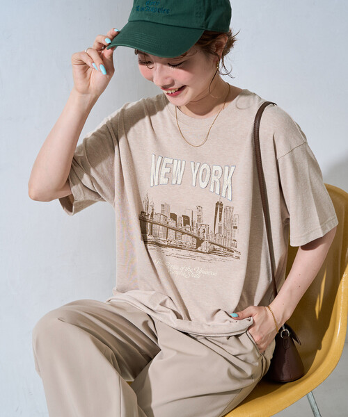 FREAK'S STORE(フリークスストア)の「限定展開 ビンテージライク NEWYORK 半袖Tシャツ(Tシャツ/カットソー・レディース・ベージュ/グレー/ブラック/ネイビー/ナチュラル・フリ-)」の16枚目の写真