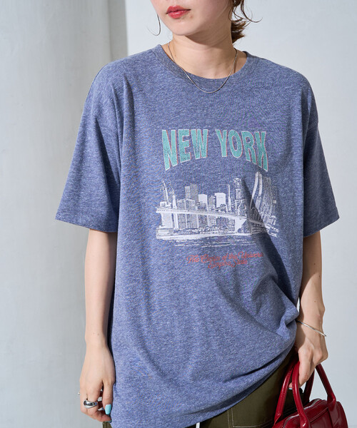 FREAK'S STORE(フリークスストア)の「限定展開 ビンテージライク NEWYORK 半袖Tシャツ(Tシャツ/カットソー・レディース・ベージュ/グレー/ブラック/ネイビー/ナチュラル・フリ-)」の22枚目の写真