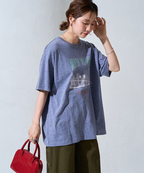 FREAK'S STORE(フリークスストア)の「限定展開 ビンテージライク NEWYORK 半袖Tシャツ(Tシャツ/カットソー・レディース・ベージュ/グレー/ブラック/ネイビー/ナチュラル・フリ-)」の6枚目の写真
