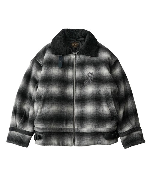 Subciety(サブサエティ)の「Ombre check B-3 jkt(ムートンコート・メンズ・ブラウン/ブラック・SMALL/MEDIUM/LARGE/X-LARGE)」の3枚目の写真