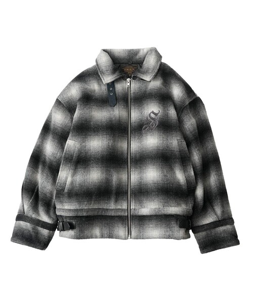 Subciety(サブサエティ)の「Ombre check B-3 jkt(ムートンコート・メンズ・ブラウン/ブラック・SMALL/MEDIUM/LARGE/X-LARGE)」の4枚目の写真