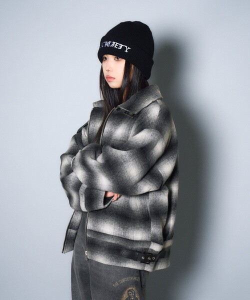 Subciety(サブサエティ)の「Ombre check B-3 jkt(ムートンコート・メンズ・ブラウン/ブラック・SMALL/MEDIUM/LARGE/X-LARGE)」の17枚目の写真