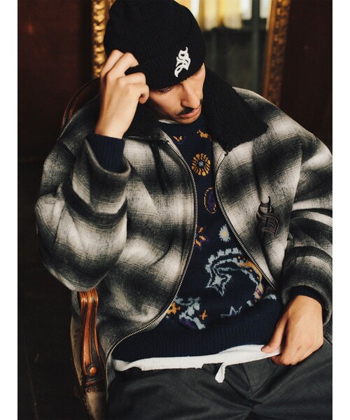 Subciety(サブサエティ)の「Ombre check B-3 jkt(ムートンコート・メンズ・ブラウン/ブラック・SMALL/MEDIUM/LARGE/X-LARGE)」の19枚目の写真