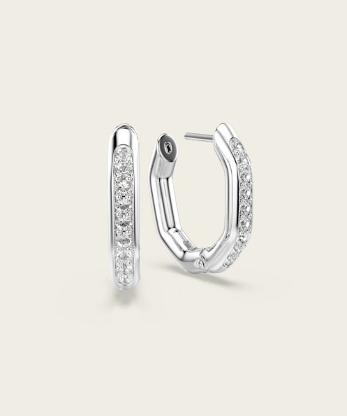 SWAROVSKI(スワロフスキー)の「【公式】【スワロフスキー】Dextera フープピアス, オクタゴンシェイプ, ラウンドカット, 小, ホワイト, ロジウム・プレーティング(ピアス(両耳用)・レディース・シルバー系・ONE SIZE)」の4枚目の写真