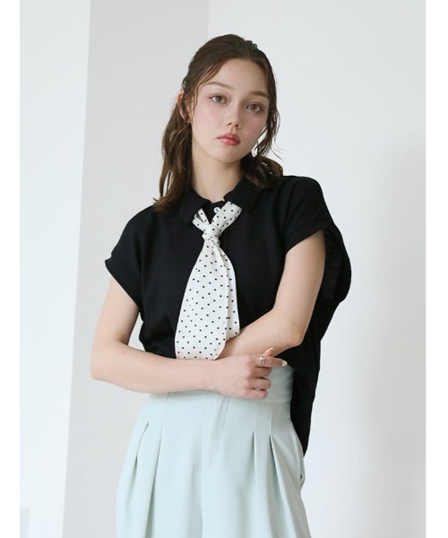 fifth(フィフス)の「ドットスカーフ付きフレンチスリーブポロ(Tシャツ/カットソー・レディース・ブラック・M)」の10枚目の写真