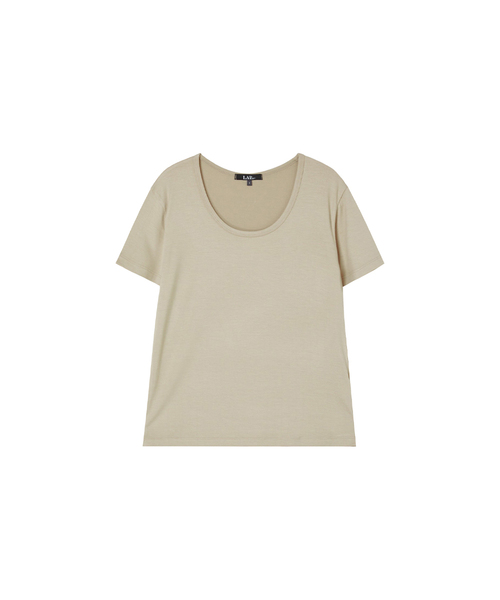 LAP(ラップ)の「レーヨンUネックスリムTシャツ AS7CT160(Tシャツ/カットソー・レディース・ホワイト/ベージュ/ブラック・SMALL/MEDIUM)」の1枚目の写真