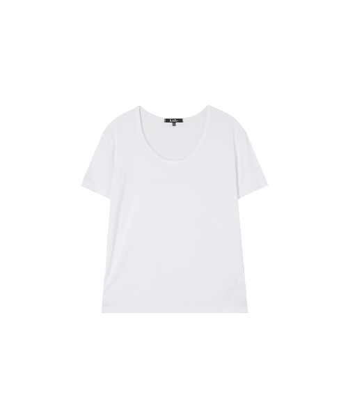 LAP(ラップ)の「レーヨンUネックスリムTシャツ AS7CT160(Tシャツ/カットソー・レディース・ホワイト/ベージュ/ブラック・SMALL/MEDIUM)」の2枚目の写真