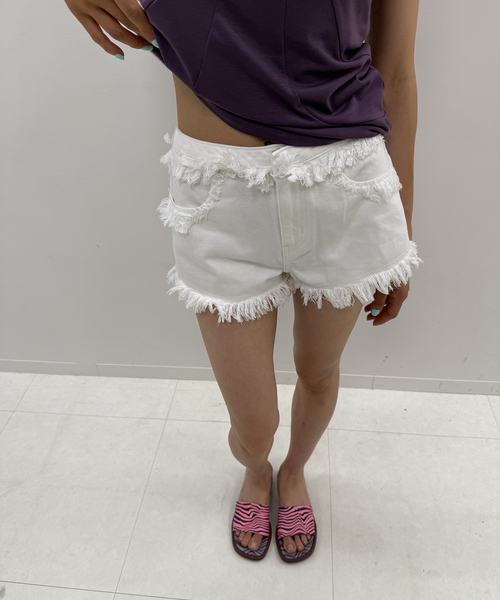 Oriens JOURNAL STANDARD(オリエンス ジャーナルスタンダード)の「フリンジショートパンツ(デニムパンツ・レディース・ホワイト/ブルー・36/38)」の13枚目の写真