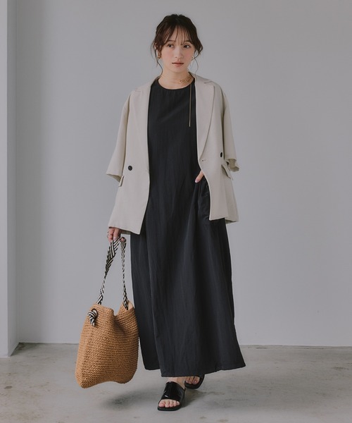 210nouve(トゥージュヌーブ)の「ナイロン ワッシャー ドロスト ワンピース(ワンピース・レディース・ライトグレー/ブラック/カーキ・FREE)」の16枚目の写真