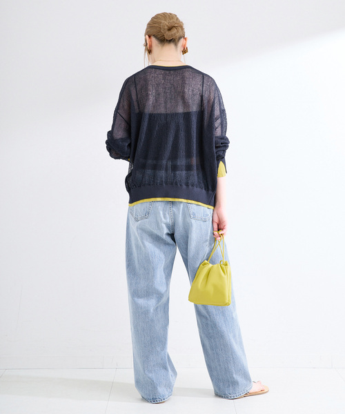 B.C STOCK(ベーセーストック)の「手洗い可 / shrinkyarn カーディガン(カーディガン/ボレロ・レディース・レッド/ホワイト/ネイビー・FREE)」の15枚目の写真