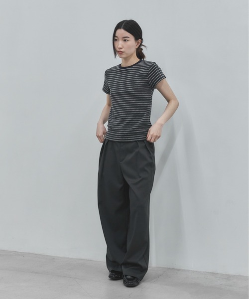feepur(フェピュール)の「パイルボーダーTee(Tシャツ/カットソー・レディース・チャコールグレー/グレー・MEDIUM)」の11枚目の写真